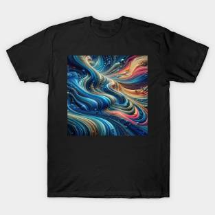 Flowing liquid creates vibrant wave pattern design T-Shirt